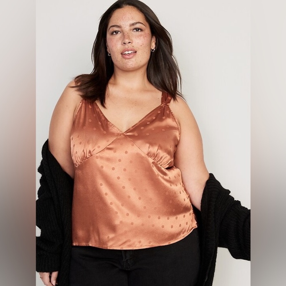 Polka Dot Satin Jacquard Cami Top